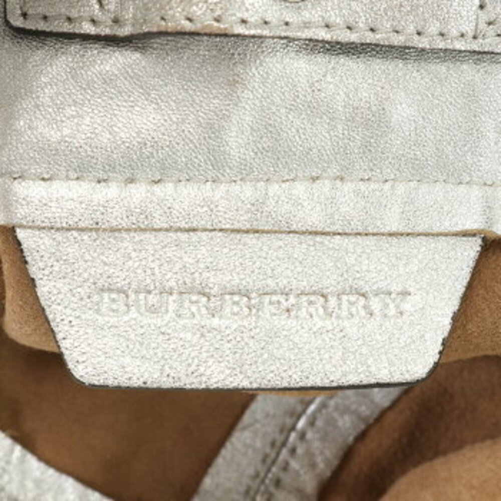 Burberry Leather Tote Bag Shoulder Business Document Silver - Picture 13 of 13